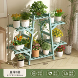 丝竹阁花架置物架阳台落地式创意客厅多肉实木多层网红花盆靠墙绿萝架子 A字豆绿6层
