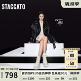 思加图【杨幂同款】冬季新款摇滚SOLO英伦马丁靴粗跟短靴EEZ14DD3 云柔白杏（单里） 37