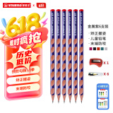 思笔乐（STABILO）德国进口洞洞铅笔6支 小学生文具 HB铅笔 易抓握儿童正姿铅笔 金属紫CN322/06 儿童节礼物