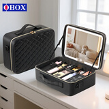 韵宝莱带镜子化妆包女2025新款便携式高级感大容量带灯美妆化妆品包包 星空黑16寸【特大号】