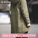 马登工装 美式复古M51鱼尾风衣军大衣派克服棉服中长款外套连帽男 军绿色（版型较为宽松） L