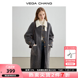 VEGA CHANG毛呢大衣女2025年秋冬新款撞色领显瘦气质羊毛呢大衣 常规 版 M