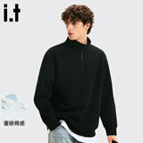 fingercroxxit男士卫衣美式潮流宽松上衣秋季新款半拉链休闲外套 黑色 L