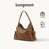 Songmont【李娜同款】山下有松循迹系列hobo包植鞣牛皮斜挎软包 檀棕色 大号 预售15天