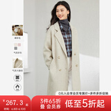 梵希蔓含绵羊毛西装式呢大衣女秋冬高级感双排扣长款过膝毛呢外套 50690 浅咖色 M