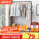 溢彩年华 衣帽架衣架落地金属衣服架卧室挂衣架多功能挂包架2093-BK2