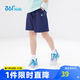361°儿童短裤夏季男女童3-12岁透气运动裤梭织五分裤 藏青 150