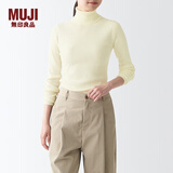 无印良品（MUJI）女式 罗纹可水洗高领毛衣 长袖打底针织衫上衣毛衫 BAG01A1A 米白色 XS 150/76A