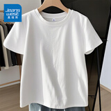 真维斯（Jeanswest）简约短袖女士夏季衣服2026新款纯棉百搭宽松半袖体恤女装显瘦t恤 白色 纯色 L