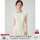 自巧小个子慵懒松弛感短袖t恤半身裙套装女2024夏季新款显瘦上衣 巧米色上衣 S (3码)