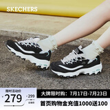 斯凯奇（Skechers）女鞋夏季小白鞋蕾丝休闲运动熊猫鞋黑色增高厚底老爹鞋11959 黑色/白色/BKW 38