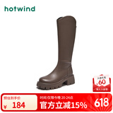 热风（Hotwind）显瘦长靴通勤百搭女靴复古气质骑士靴时尚休闲西部靴 02棕色（四季单里3802） 34 (220mm)