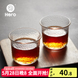 Hero日式锤纹杯透明玻璃咖啡杯耐高温茶杯防滑水杯手冲咖啡杯（单只）