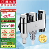 潜水艇（Submarine）一进三出角阀 厨房分水阀黄铜四通阀门 马桶喷水枪洗衣机水龙头京 三出阀(4分口+奶嘴+2分口)