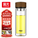富光男女士双层玻璃杯 高硼硅玻璃304茶隔水杯子 带茶隔泡茶杯320ml