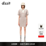 DZZIT地素夏季新款爱心提花Polo领针织连衣裙女设计感小众 深卡其色 S