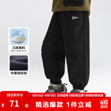 左西童装男童加绒裤子冬季洋气工装裤秋冬款2024新款儿童保暖长裤 黑色 120