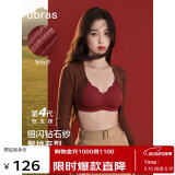 ubras情人节钻石纱夹心软支撑花瓣杯文胸内衣女胸罩背心-丝绒红S