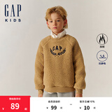 Gap【大小童同款】男女童仿羊羔绒加厚卫衣上衣646064 浅棕色 160 cm (14-15岁) 亚洲尺码