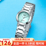 卡西欧（CASIO） 卡西欧(CASIO)女表 钢带小表盘女士石英粉色手表送女友礼物 绿盘钢带LTP-1191A-3C