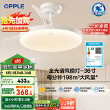 欧普（OPPLE）全光谱36寸风扇灯遥控一体LEDRa98餐厅卧室吊灯冰风白1级能效