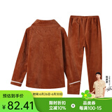 芬腾 珊瑚绒睡衣女冬季加厚法兰绒开衫加绒休闲秋冬款家居服套装 棕色 S