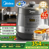 美的（Midea）【国家补贴】0涂层钢胆电压力锅6L双胆全自动智能预约家用煲汤煮饭MY-C6856G电饭煲高压锅4-6人