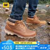 CAT卡特马丁靴工装靴男鞋防泼水牛皮鞋面城市轻户外中帮短靴P723264 深棕色 40