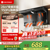 优盟（UM）【家电国家补贴20%】顶侧双吸抽吸排油烟机 28风量变频家用大吸力7字型超薄平嵌自清洁CXW-218-A7