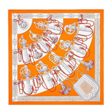 爱马仕（HERMES） 丝巾 女士围巾 方巾 真丝印花90cm正方形披肩母亲节礼物 礼盒装 进行曲经典橙