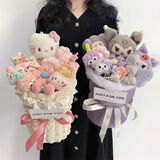 ONEVAN七夕情人节生日礼物女孩卡通花束玉桂狗库洛米送闺蜜毕业520礼物 小香风-库洛米花束 成品花束