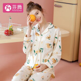 芬腾睡衣女春季翻领开衫纯棉长袖睡衣女士家居服女士睡衣Q980733005