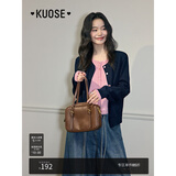 阔色（kuose）假两件针织衫开衫外套毛衣女2025春季新款内搭打底衫上衣秋冬 藏蓝色 L