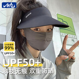 目丸防晒帽女防紫外线遮阳帽男遮脸太阳帽子大帽檐骑车跑步夏季空顶帽 黑色无痕