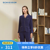 Schiesser舒雅男士女士情侣睡衣莫代尔翻领长袖长裤家居服套装E5/20052H 女E0/17934H深紫7400 M
