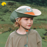 lemonkid儿童防晒帽女童防紫外线宝宝登山帽男童遮阳帽 新月沃土咖 56