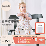 Cutelife【轻羽】婴幼儿睡袋薄款竹棉纱布分腿宝宝春夏双层四层儿童防踢被 麦香面包坊-双层短袖(26度以上) L码  (推荐身高95-105cm)