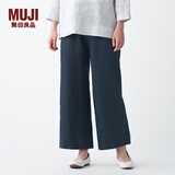 无印良品 MUJI 女式 法国亚麻 直筒裤 402825 BEG01C1S 深藏青色 M