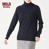 无印良品 MUJI 女式 天竺 高领毛衣 长袖针织衫 海军蓝 M