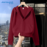 真维斯（Jeanswest）卫衣外套女春秋2026新款时尚宽松休闲连帽短款开衫小个子上衣服潮