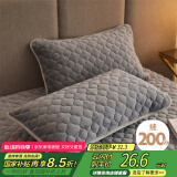 艾薇牛奶绒珊瑚绒枕头套一对枕芯套夹棉枕套 温柔灰 48*74cm