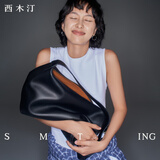 西木汀 爱软糖 牛皮托特包女潮大容量单肩包通勤斜挎包 黑色大号