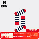 Happy Socks春夏款袜子女男袜多巴胺户外运动波点黑色棉袜中筒袜 白色条纹 1双 M 36-40