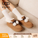 UGG秋季女士舒适蝴蝶结翻折鞋口茸茸休闲鞋靴1153517CHE|栗色36