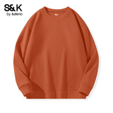 班尼路春秋季重磅情侣款卫衣柔软舒适休闲宽松通勤潮牌纯色经典百搭外套 【圆领卫衣】-暖橘#纯色 XL