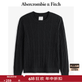 ABERCROMBIE & FITCH男装24秋冬款经典小麋鹿绞花黑色多色针织衫毛衣KI120-4197 黑色 M (180/100A)