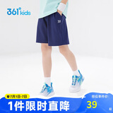 361°儿童短裤夏季男女童3-12岁透气运动裤梭织五分裤 藏青 130