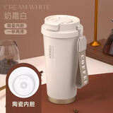 HOOMEY保温杯陶瓷覆盖内胆咖啡杯男女生高颜值吸管水杯2025新款保冷杯子