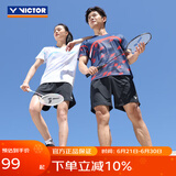 VICTOR威克多 羽毛球服 透气快干男女款简约训练比赛针织运动短裤团购款 R-30201/C黑色 男款 XL