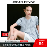 UR夏季新款女装时尚多巴胺娃娃衫短袖罩衫衬衫UWU240062 天蓝 S